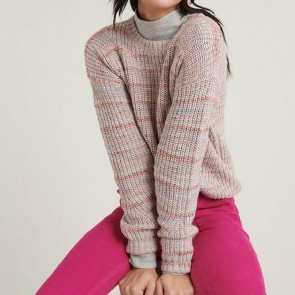 NWT Lucky Brand Marled Striped Scoop Neck Sweater - Picture 5 of 5